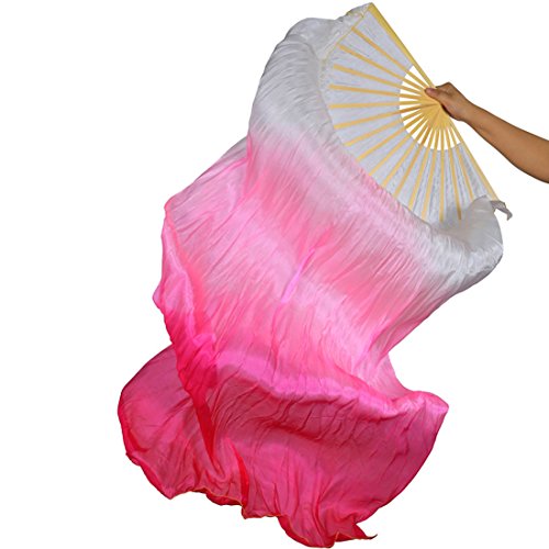 hOnYbmq Faux Silk Bamboo Long Fans, 2 Pcs 180 cm/70,8 zoll Bauchtanz Tanzen Seide Bambus Fans Kunst Bunte von hOnYbmq
