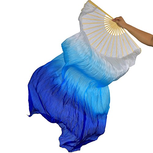 hOnYbmq Faux Silk Bamboo Long Fans, 2 Pcs 180 cm/70,8 zoll Bauchtanz Tanzen Seide Bambus Fans Kunst Bunte von hOnYbmq