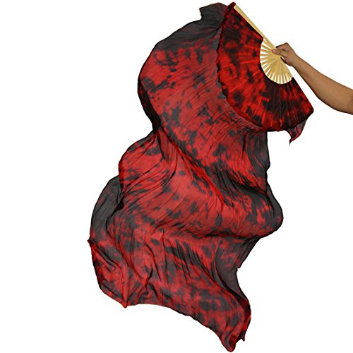 hOnYbmq Faux Silk Bamboo Long Fans, 2 Pcs 180 cm/70,8 zoll Bauchtanz Tanzen Seide Bambus Fans Kunst Bunte von hOnYbmq