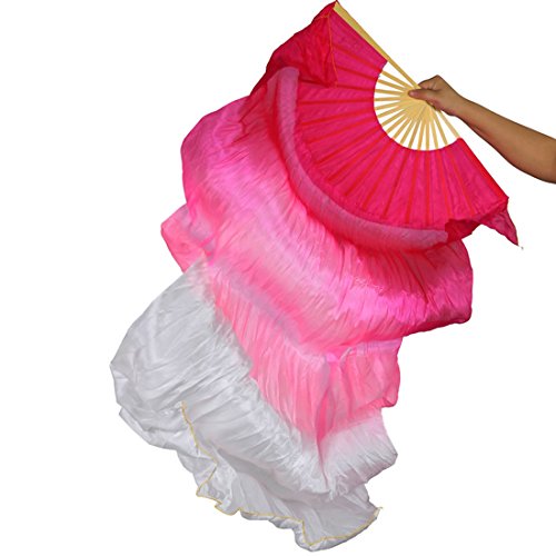 hOnYbmq Faux Silk Bamboo Long Fans, 2 Pcs 180 cm/70,8 zoll Bauchtanz Tanzen Seide Bambus Fans Kunst Bunte von hOnYbmq