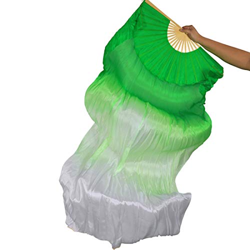hOnYbmq Faux Silk Bamboo Long Fans, 2 Pcs 180 cm/70,8 zoll Bauchtanz Tanzen Seide Bambus Fans Kunst Bunte von hOnYbmq