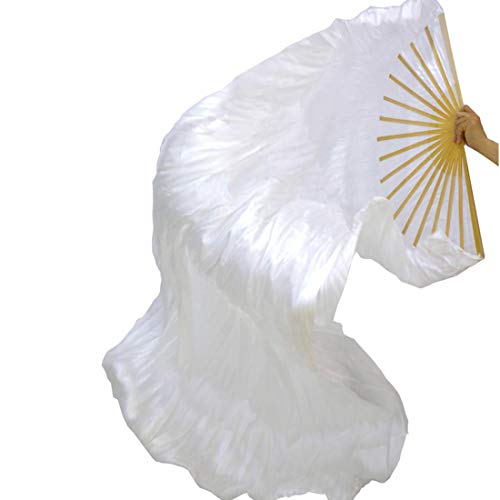hOnYbmq Faux Silk Bamboo Long Fans, 2 Pcs 180 cm/70,8 zoll Bauchtanz Tanzen Seide Bambus Fans Kunst Bunte von hOnYbmq