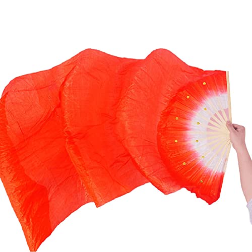 hOnYbmq Faux Silk Bamboo Long Fans, 2PCS Tanzfächer plus Seidentanzfächer flexibel glänzend von hOnYbmq