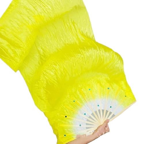 hOnYbmq Faux Silk Bamboo Long Fans, 2PCS Tanzfächer plus Seidentanzfächer flexibel glänzend von hOnYbmq