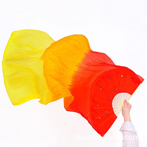 hOnYbmq Faux Silk Bamboo Long Fans, 2PCS Tanzfächer plus Seidentanzfächer flexibel glänzend von hOnYbmq