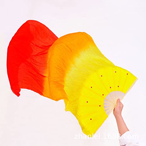 hOnYbmq Faux Silk Bamboo Long Fans, 2PCS Tanzfächer plus Seidentanzfächer flexibel glänzend von hOnYbmq