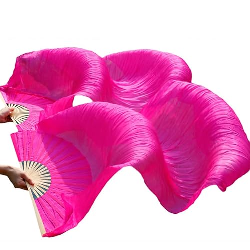 hOnYbmq Faux Silk Bamboo Long Fans, Bauchtanz-Bambusfächer, handgefertigt, Seidenschleierfächer, Bauchtanz-Fächer von hOnYbmq