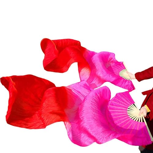 hOnYbmq Faux Silk Bamboo Long Fans, Bauchtanz-Bambusfächer, handgefertigt, Seidenschleierfächer, Bauchtanz-Fächer von hOnYbmq