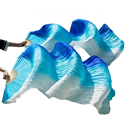 hOnYbmq Faux Silk Bamboo Long Fans, Bauchtanz-Bambusfächer for Damen, Seiden-Bauchtanzfächer, Tanz-Seidenschleier, 1 Stück von hOnYbmq