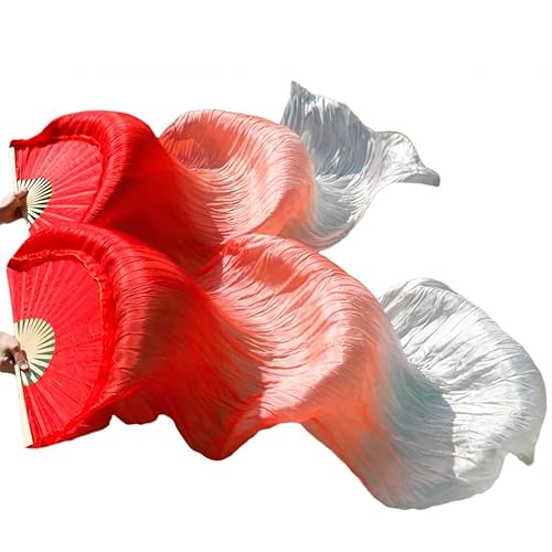 hOnYbmq Faux Silk Bamboo Long Fans, Bauchtanz-Bambusfächer for Damen, Seiden-Bauchtanzfächer, Tanz-Seidenschleier, 1 Stück von hOnYbmq