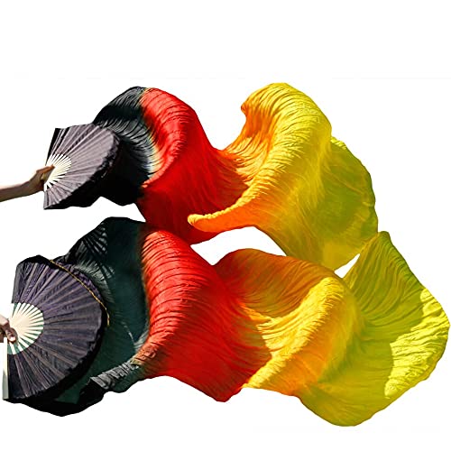 hOnYbmq Faux Silk Bamboo Long Fans, Bauchtanz-Bambusfächer for Damen, Seiden-Bauchtanzfächer, Tanz-Seidenschleier, 1 Stück von hOnYbmq