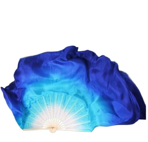 hOnYbmq Faux Silk Bamboo Long Fans, Bauchtanz-Requisiten, weiß, königsblau, mit Pailletten, Farbverlauf, faltbarer Fächer von hOnYbmq