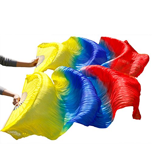 hOnYbmq Faux Silk Bamboo Long Fans, Chinesische Seidenschleier Tanzfächer Paar Bauchtanzfächer Mix Farbe hOnYbmq Faux Silk Bamboo Long Fans, Chinesische Seidenschleier Tanzfächer Paar Bauchtanzfächer Mix Farbe von hOnYbmq