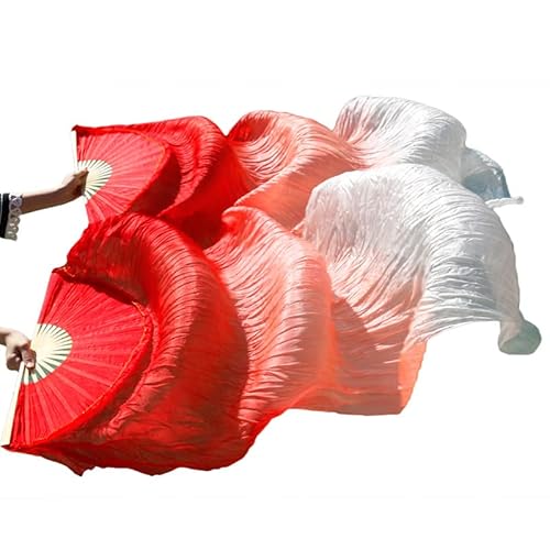 hOnYbmq Faux Silk Bamboo Long Fans, Lange Fächer aus Bambusseide, chinesische Seidenschleier, Tanzfächer, ein Paar Bauchtanzfächer von hOnYbmq