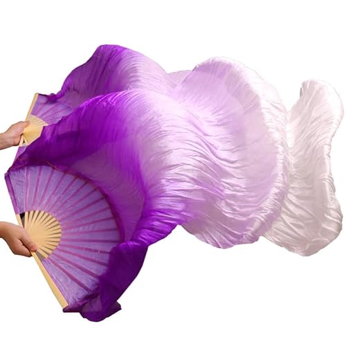 hOnYbmq Faux Silk Bamboo Long Fans, Lange Fächer aus Bambusseide, chinesische Seidenschleier, Tanzfächer, ein Paar Bauchtanzfächer von hOnYbmq