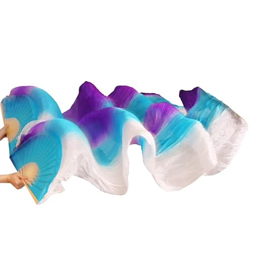 hOnYbmq Faux Silk Bamboo Long Fans, Lange Fächer aus Bambusseide, chinesische Seidenschleier, Tanzfächer, ein Paar Bauchtanzfächer von hOnYbmq
