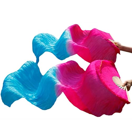 hOnYbmq Faux Silk Bamboo Long Fans, Schleier Handgefertigter gefärbter Bauchtanzschleier aus reiner Seide, Fächer, Bauchtanzzubehör von hOnYbmq