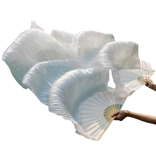 hOnYbmq Faux Silk Bamboo Long Fans, Schleier Handgefertigter gefärbter Bauchtanzschleier aus reiner Seide, Fächer, Bauchtanzzubehör von hOnYbmq