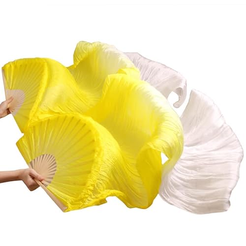 hOnYbmq Faux Silk Bamboo Long Fans, Schleier Handgefertigter gefärbter Bauchtanzschleier aus reiner Seide, Fächer, Bauchtanzzubehör von hOnYbmq