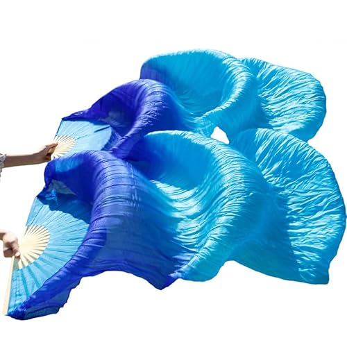 hOnYbmq Faux Silk Bamboo Long Fans, Schleier Handgefertigter gefärbter Bauchtanzschleier aus reiner Seide, Fächer, Bauchtanzzubehör von hOnYbmq