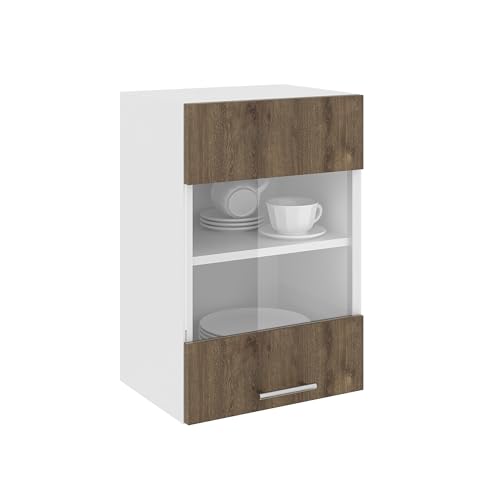 haaus Hängeschrank Karo, 1-türig, mit Glas, Eiche dunkel/weiß, 40 x 30 x 60 cm haaus Hängeschrank Karo, 1-türig, mit Glas, Eiche dunkel/weiß, 40 x 30 x 60 cm von haaus