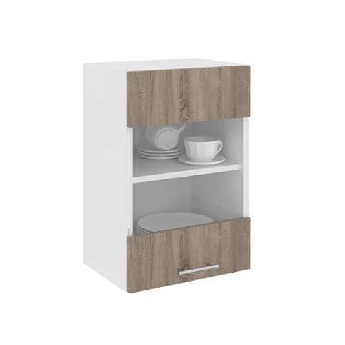haaus Hängeschrank Karo, 1-türig, mit Glas, Eiche dunkel Sonoma/Weiß, 40 x 30 x 60 cm haaus Hängeschrank Karo, 1-türig, mit Glas, Eiche dunkel Sonoma/Weiß, 40 x 30 x 60 cm von haaus