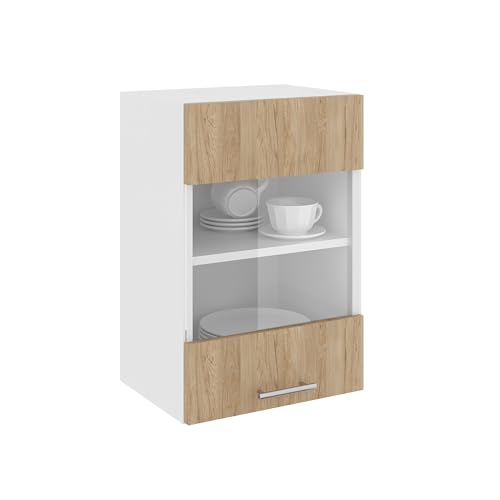 haaus Hängeschrank Karo, 1-türig, mit Glas, Naturholz/Weiß, 40 x 30 x 60 cm haaus Hängeschrank Karo, 1-türig, mit Glas, Naturholz/Weiß, 40 x 30 x 60 cm von haaus
