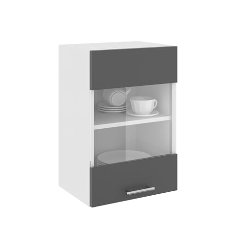 haaus Hängeschrank Karo, 1-türig, mit Glas, anthrazit/weiß, 40 x 30 x 60 cm haaus Hängeschrank Karo, 1-türig, mit Glas, anthrazit/weiß, 40 x 30 x 60 cm von haaus