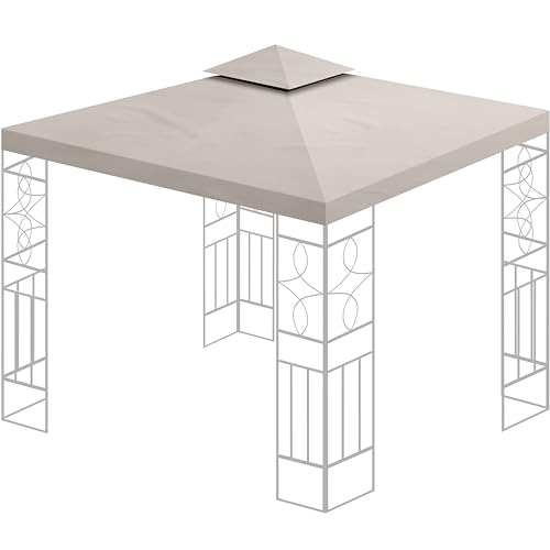 Ersatzdach 360g/m² Dach EXTRA STARK PVC Beschichtung Pavillondach 100% Wasserdicht Pavillon 3x3m (Graubeige #17) von habeig