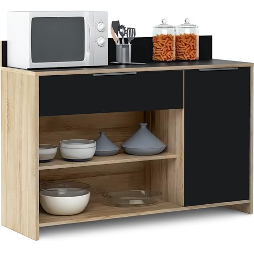 habeig Küchenschrank Eiche-schwarz Schrank Küchenregal Küchenmöbel Singleküche Holz #223 von habeig