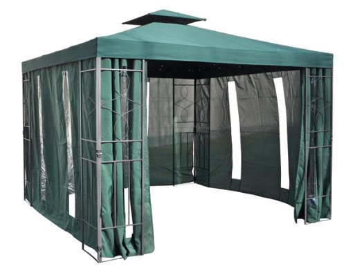 Pavillon Seitenteile mit Fenster & Reißverschluß an jeder Seite 4Stück ohne Pavilliongestell (Grün #EIN Reißverschluss) von habeig