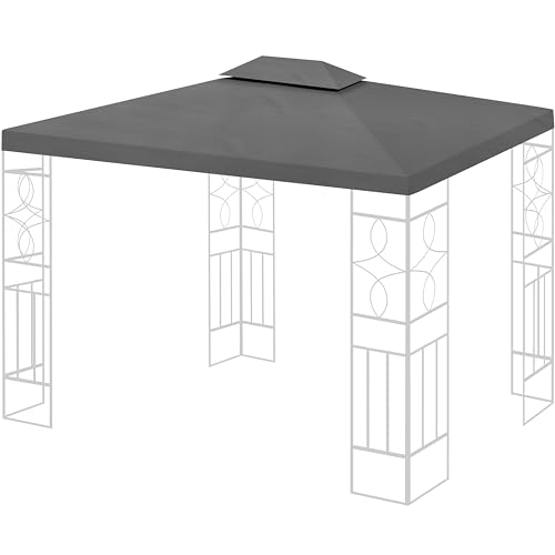 WASSERDICHT Ersatzdach 3x4m Dach 340g für Pavillon Kaminabzug Pavillondach PVC (anthrazit) von habeig