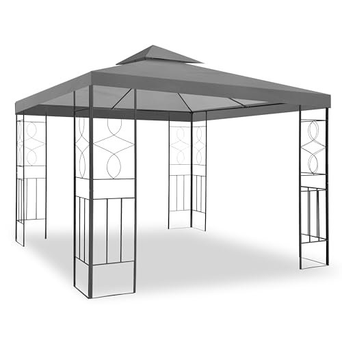 WASSERDICHTER Pavillon Romantika 3x3m Metall inkl. Dach Festzelt wasserfest Partyzelt (Anthrazit) von habeig