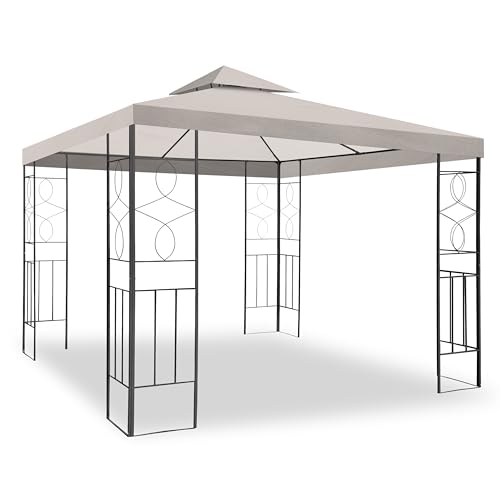 WASSERDICHTER Pavillon Romantika 3x3m Metall inkl. Dach Festzelt wasserfest Partyzelt (Taupe) von habeig