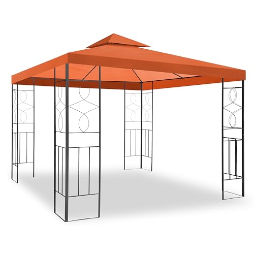 WASSERDICHTER Pavillon Romantika 3x3m Metall inkl. Dach Festzelt wasserfest Partyzelt (Terrakotta) von habeig