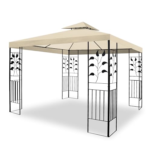 WASSERDICHTER Pavillon TOSKANA 3x3m Metall inkl. Dach Festzelt wasserfest Partyzelt (Beige) von habeig