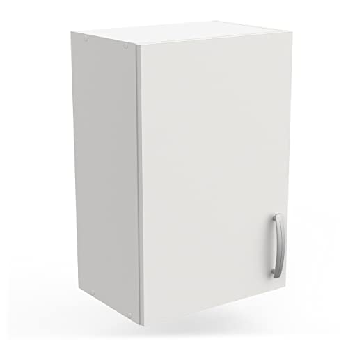 habeig Wandschrank 60cm #195 Badezimmerschrank Küchenschrank mit höhenverstellbarer Regalebene Badschrank mit Tür 40 x 28 x 60 cm (BxTxH) weiß von habeig
