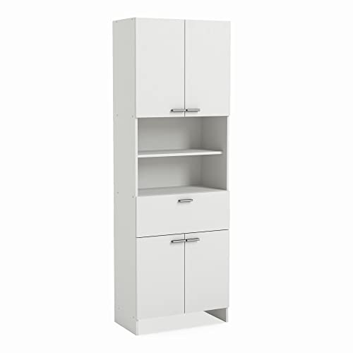 habeig Badschrank Coral weiß Hochschrank Badezimmerschrank Regal Spiegel Hängeschrank (#63 185x66x34cm) von habeig