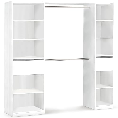 habeig Begehbarer Kleiderschrank #5077 in der Breite verstellbar und offen Garderobe Schrank Regal 2X Schublade Schlafzimmer (Reinweiß) (Weiss) von habeig