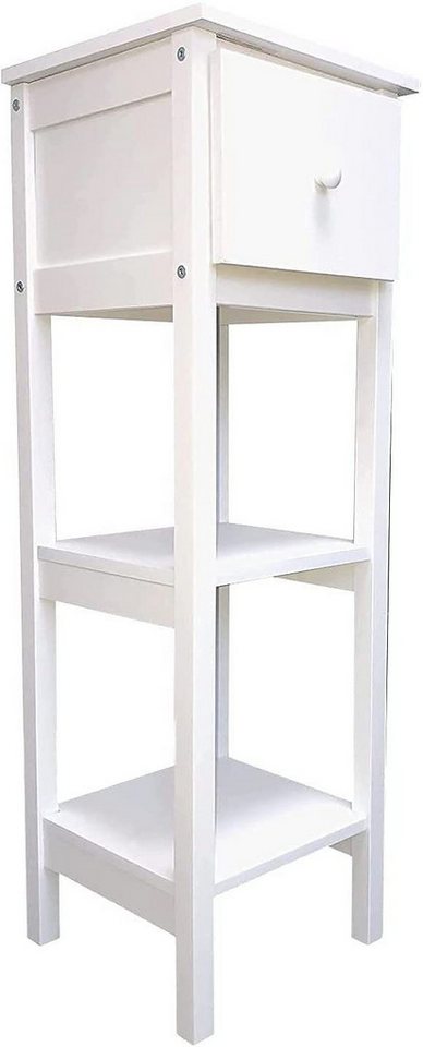 habeig Beistelltisch Badschrank Flurtisch Salontisch Badezimmerschrank Tisch Weiß Schublade, Höhe ca. 100 cm von habeig