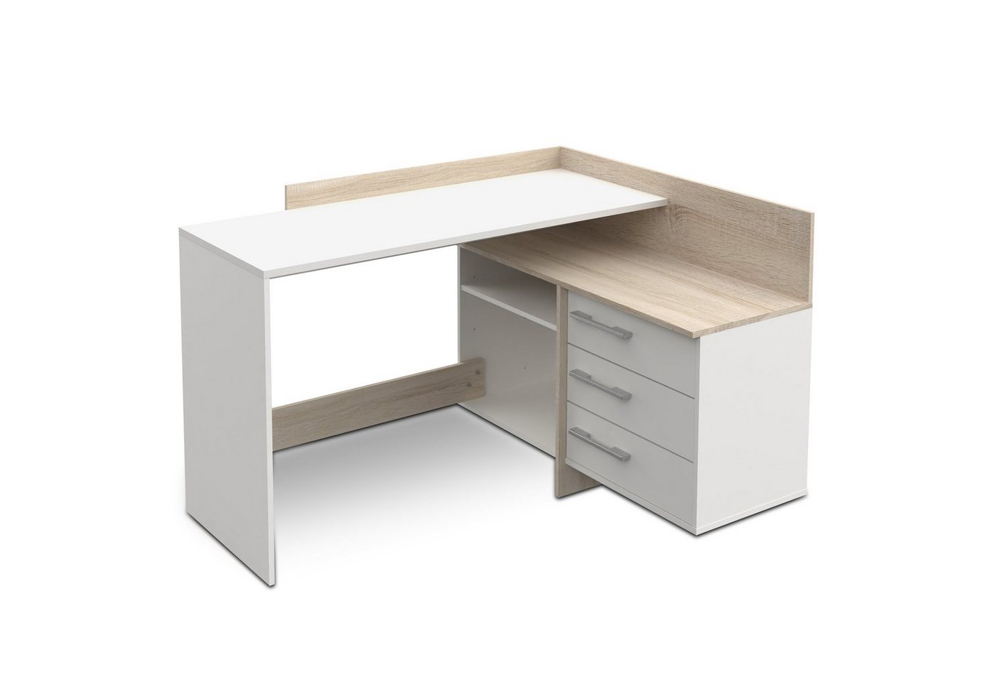 habeig Eckschreibtisch Eck-Schreibtisch #881 Eiche weiß Computertisch PC-Tisch habeig Eckschreibtisch Eck-Schreibtisch #881 Eiche weiß Computertisch PC-Tisch von habeig