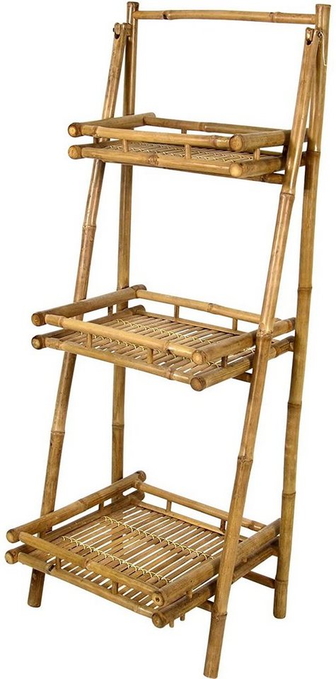 habeig Etagere Gartenschrank Etagere Bambusholz Gartenregal Regal 145x56x50 cm, 100% Bambusholz natur von habeig