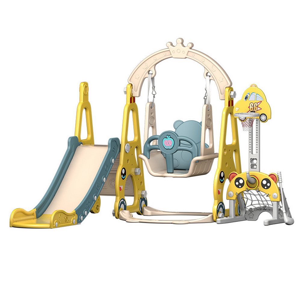 habeig Indoor-Rutsche 7-in-1 Kinder Spielplatz Set Schaukel Basketballkorb Fußball Golf, aus recyceltem umweltfreundlichem HDPE habeig Indoor-Rutsche 7-in-1 Kinder Spielplatz Set Schaukel Basketballkorb Fußball Golf, aus recyceltem umweltfreundlichem HDPE von habeig