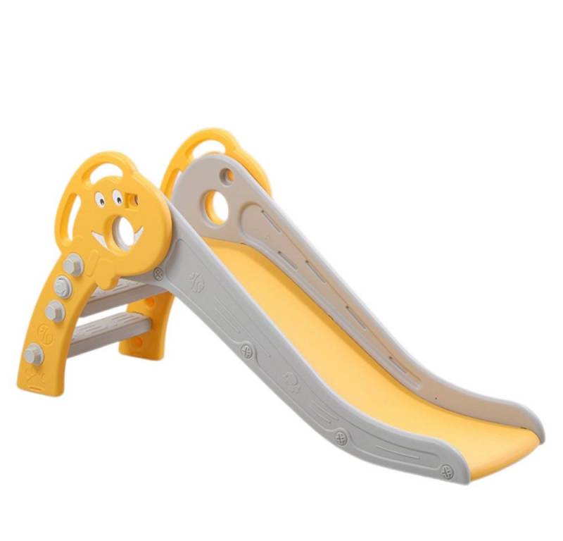 habeig Indoor-Rutsche Gelb-Grau 120x60x60cm Dreiteiliges Stufendesign Pufferzone Klappbar, Extra breite Rutschfläche von habeig