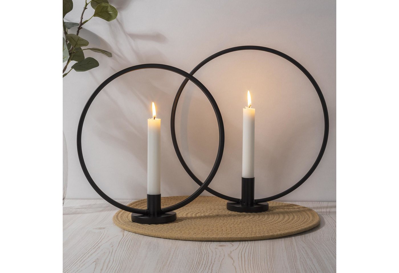 habeig Kerzenhalter 2er Set Kerzenhalter-Ring schwarz, 2er Set von habeig
