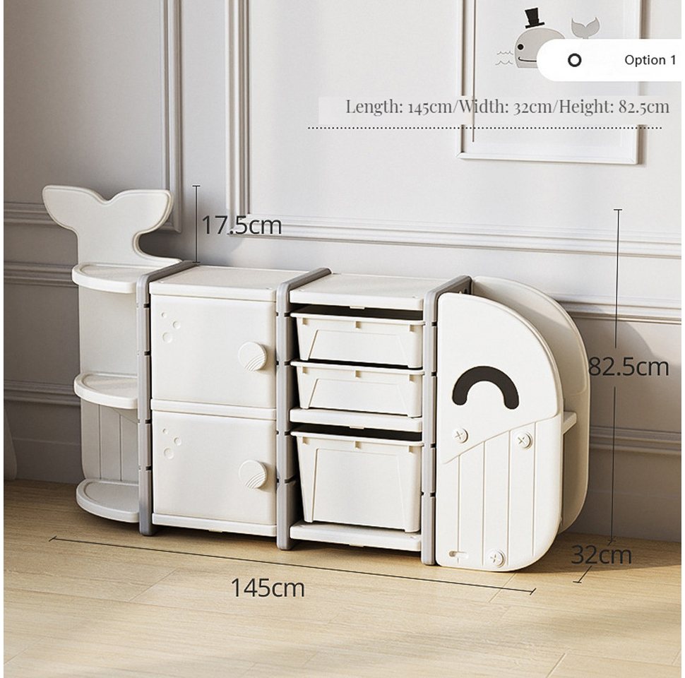 habeig Kinderregal Wal Aufbewahrungsregal Kinderzimmer beige Kinderschrank Türen, in Form eines Fisches von habeig