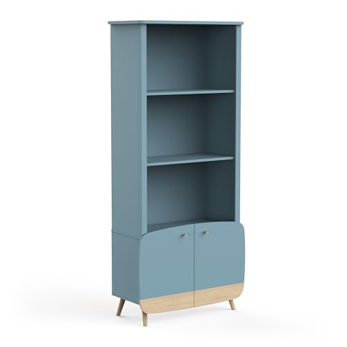 habeig Kinderschrank #897, Kommode, Bücherregal, blau, weiß, Holz, Höhe 177cm, Kinderzimmer, Schrank (blau/Natur) von habeig