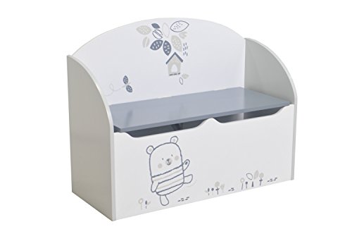 habeig Kindertruhe, Kindersitzbank, Truhenbank, Spielzeugtruhe, Toy Box, MDF, weiß, 69x29x54 cm, Kinderzimmer von habeig