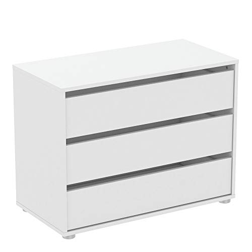 habeig Kommode BLANK weiß Flurschrank Schrank Wäscheschrank Schlafzimmer modern groß Sideboard (#742-80x40x58cm) von habeig