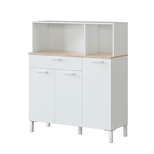 habeig Küchenschrank, Singleküche, Küchenregal, Küchenzeile, Schrank, Mehrzweckschrank, matt, weiß, Küche, (126x108x40cm - 9930A) von habeig